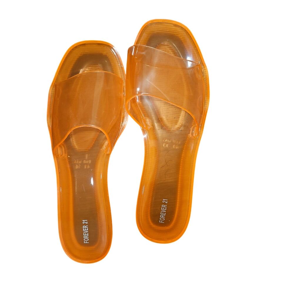 Forever 21 Translucent Orange Jelly Flat Sandals Size 10